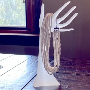 Vintage White Beaded Multi-Strand Necklace